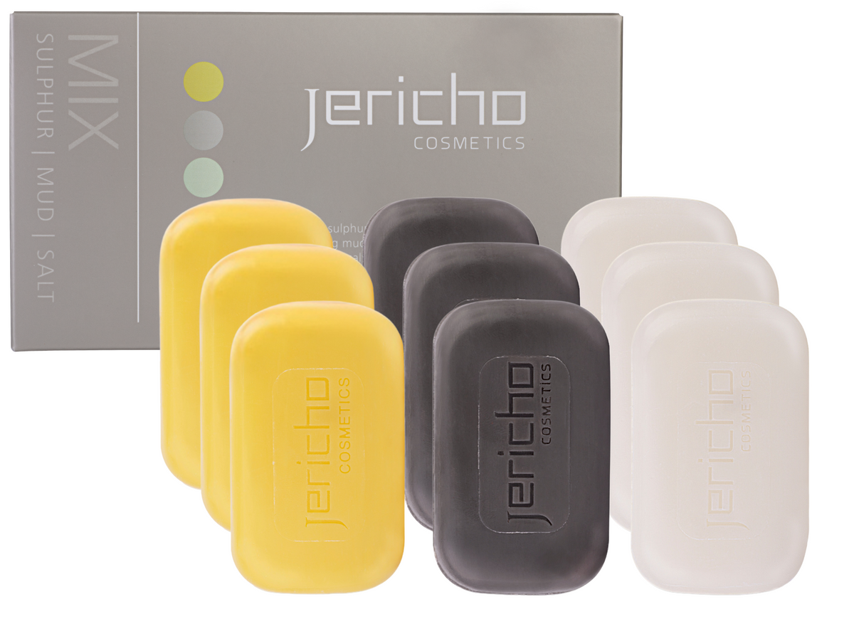 Jericho Cosmetics Natural Soap Variety 9 Pack – 9 Bars (Sulfur, Dead Sea Mud, and Mineral-Rich)