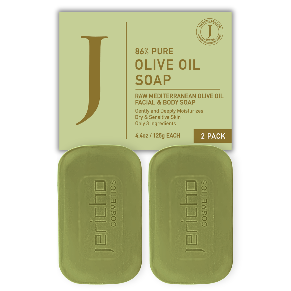 Olive Oil Soap Bar – 86% Pure Cold Pressed - 2 Pack