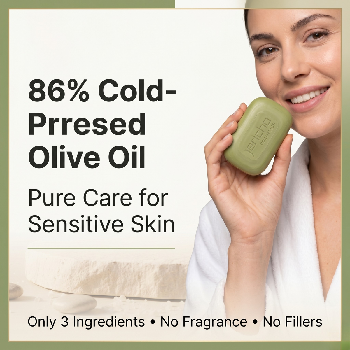 Olive Oil Soap Bar – 86% Pure Cold Pressed - 2 Pack